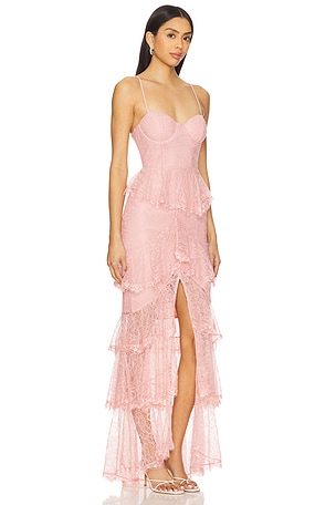 MAJORELLE Zelda Fitz Gown in Pink