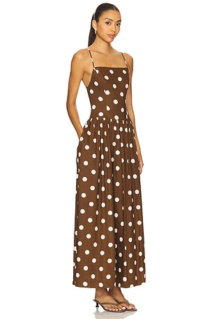 MAJORELLE Dot Maxi Dress in Brown