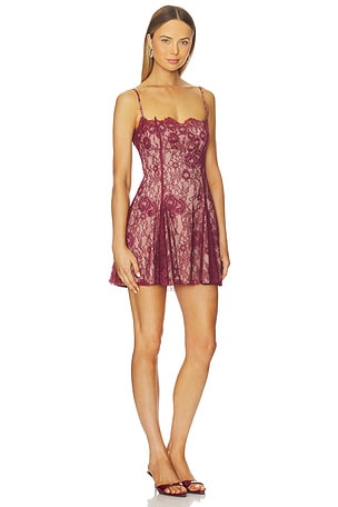 MAJORELLE Tracy Mini Dress in Burgundy