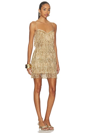 MAJORELLE Samara Mini Dress in Metallic Gold