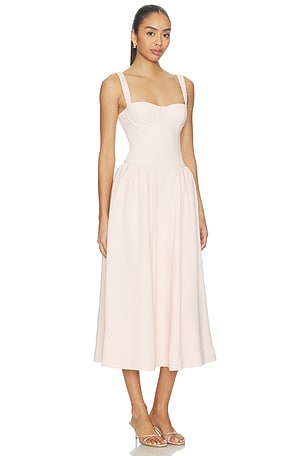 MAJORELLE Evan Midi Dress in Peach