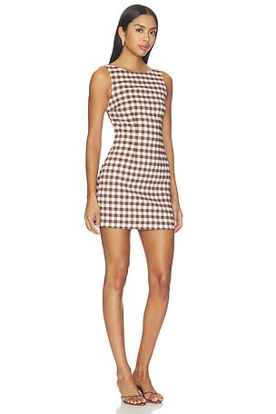MAJORELLE Lake Mini Dress in Metallic Bronze
