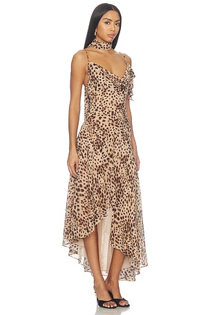 Flowy Leopard Maxi Dress For Vacation