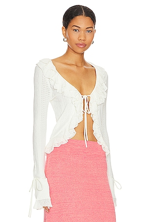 MAJORELLE Rimon Pointelle Top in Ivory