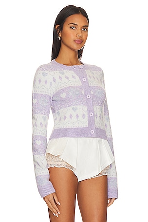 MAJORELLE Marnie Fair Isle Cardigan in Lavender