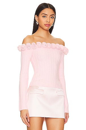 MAJORELLE Jalin Rosette Sweater in Pink