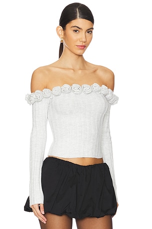 MAJORELLE Jalin Rosette Sweater in Grey