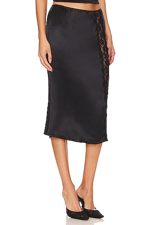 MAJORELLE Maura Midi Skirt in Black