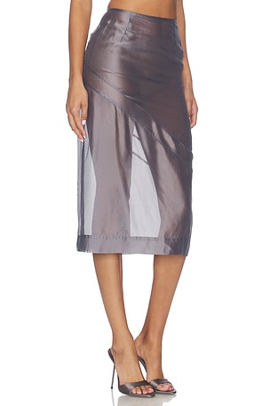 MAJORELLE Tilda Midi Skirt in Grey