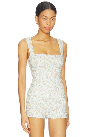 MAJORELLE Lilia Top in White,Blue