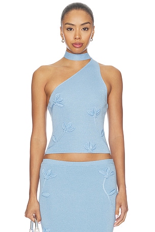 Kaidyn One Shoulder Flower Embroidered Top MAJORELLE