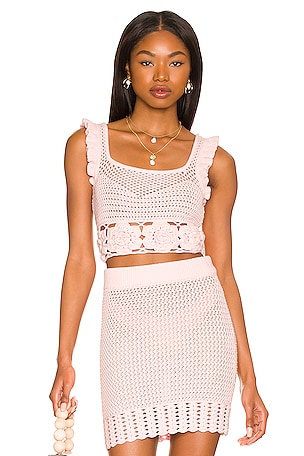 Everly Top w/ Crochet Flowers MAJORELLE