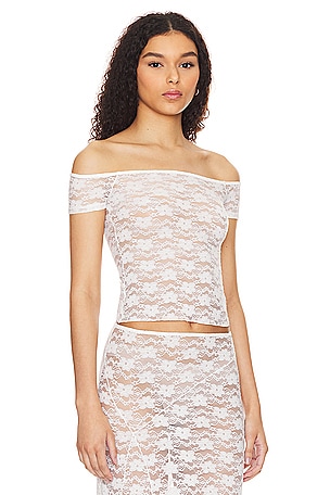 MAJORELLE Alexa Sheer Top in White