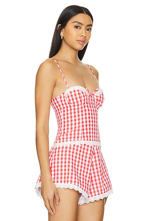 MAJORELLE Peggy Bustier Top in Red. Size S. Also