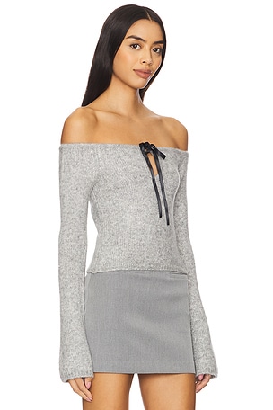 MAJORELLE Eve Off Shoulder Top in Grey