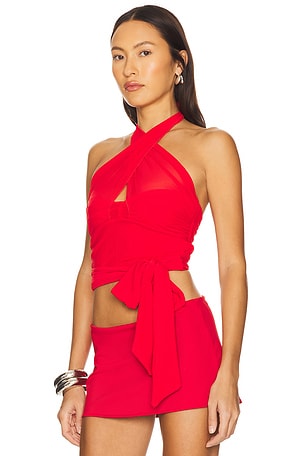 MAJORELLE Charlize Halter Top in Red