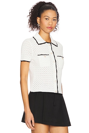 MAJORELLE Lin Pointelle Top in White