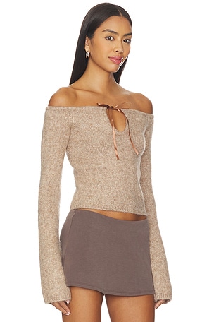 MAJORELLE Eve Off Shoulder Top in Brown