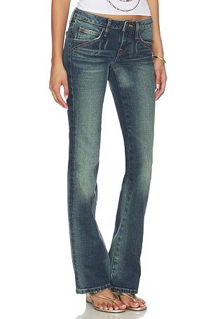 Miaou Low Rise Flare Jeans in Blue