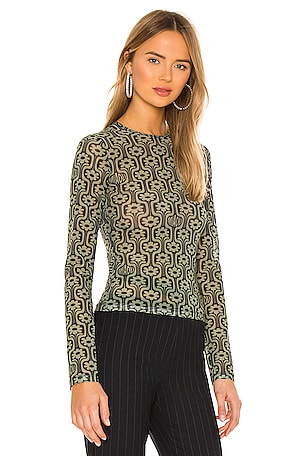 Miaou Mesh Long Sleeve Tee in Green