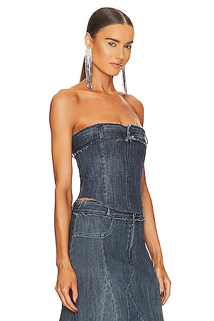 Miaou Cammie Corset in Denim-Dark