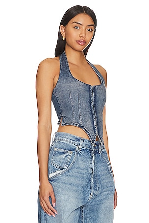 Miaou Dani Vest in Denim-Medium