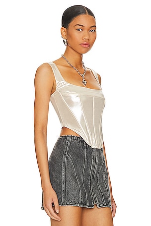 Miaou Campbell Corset in Metallic Silver