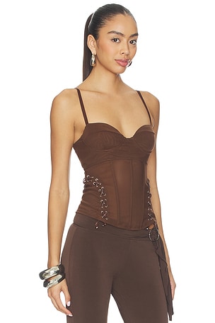 Miaou Christina Corset Top in Chocolate