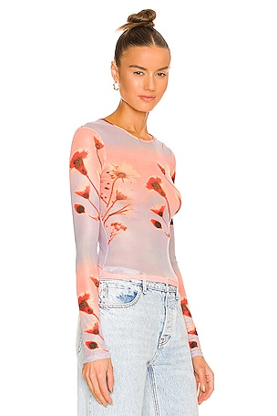 Miaou Power Mesh Long Sleeve Tee in Blush