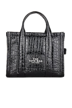 Marc Jacobs The Croc-Embossed Medium Tote Bag in Black | REVOLVE