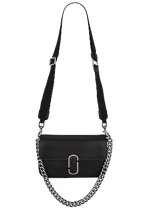 Marc Jacobs The J Marc Shoulder Bag in Black & Gunmetal | REVOLVE