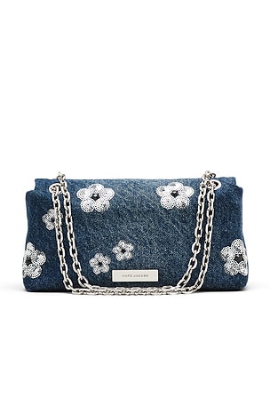 Marc Jacobs The Sequin Daisy Denim Dual Chain Wallet in Blue