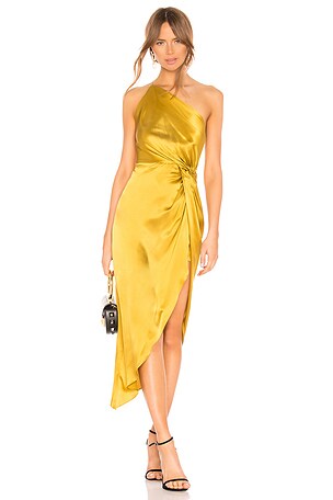 Michelle Mason Twist Knot Gown in Citron | REVOLVE
