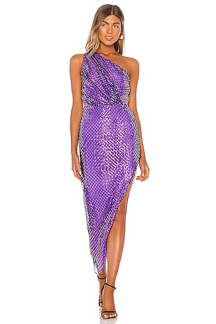 Michelle Mason One Shoulder Dress in Grape | REVOLVE