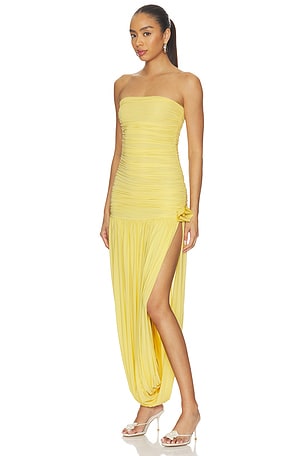 Maygel Coronel Halo Midi Dress in Yellow