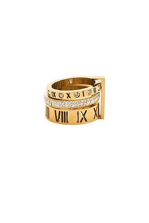 Mazin Jewels Roman Numeral Ring in Metallic Gold