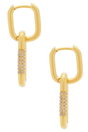 Mazin Jewels Double Lock Earrings in Metallic Gold
