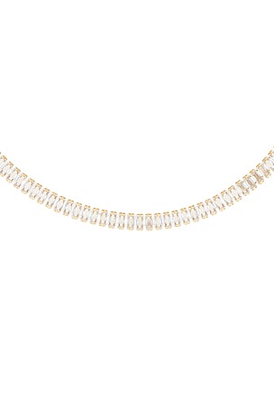 Mazin Jewels Iced Baguette Tennis Necklace in Metallic Gold