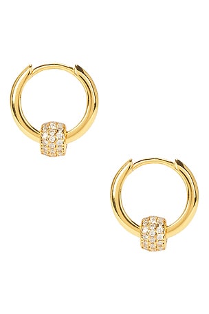 Mazin Jewels Pave Mini Hoops in Metallic Gold