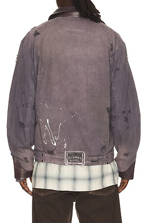 MISBHV 1997 Paint Splatter Canvas Work Jacket in Charcoal