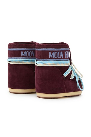 MOON BOOT Kids Icon Suede Low Boot in Burgundy