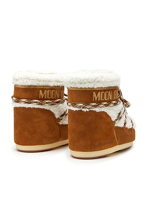 MOON BOOT Kids Icon Shearling Low Boot in Brown. Size 36-38. Also