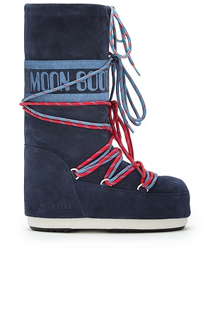 MOON BOOT Kids Icon Suede Boot in Navy