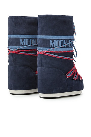 MOON BOOT Kids Icon Suede Boot in Navy