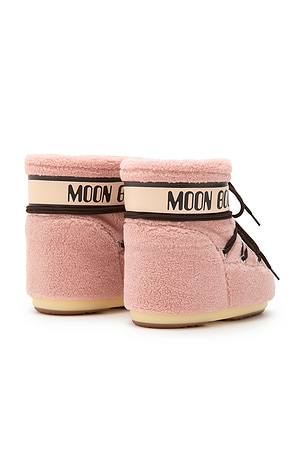 MOON BOOT Kids Icon Fleece Low Boot in Pink. Size 36-38. Also