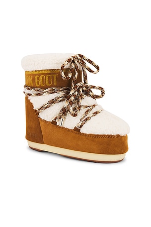 MOON BOOT Icon Low Shearling Boot in Brown