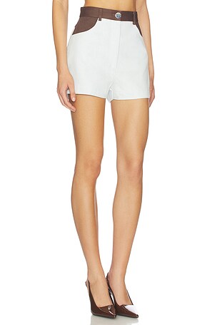 MATTHEW BRUCH SHORT TAILLE HAUTE en Marron,Bleu