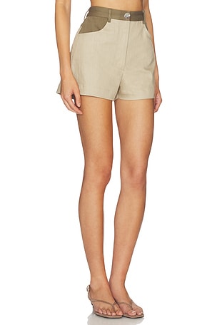 MATTHEW BRUCH SHORT TAILLE HAUTE en Taupe