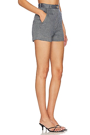 MATTHEW BRUCH High Waist Hot Short in Denim-Dark