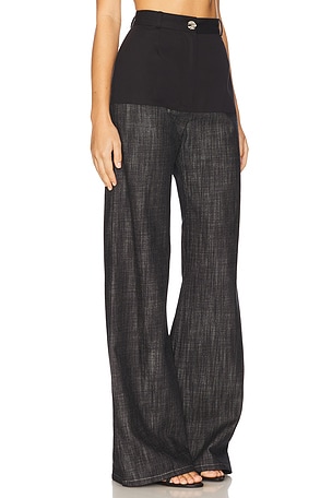 MATTHEW BRUCH High-Waist Combo Pant in Blue